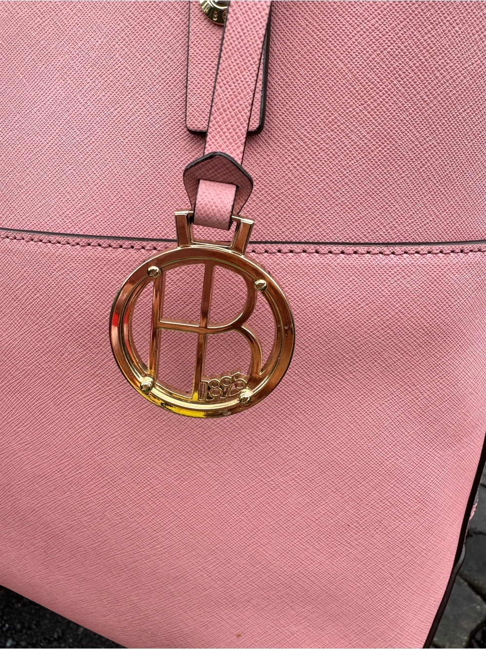 Henri Bendel Pink Saffiano Leather Tote Crossbody Bag Gold Hardware - Picture 4 of 11